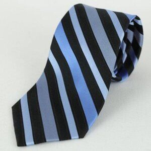 Croft & Barrow Men's Black & Blue Striped 100% Silk Tie